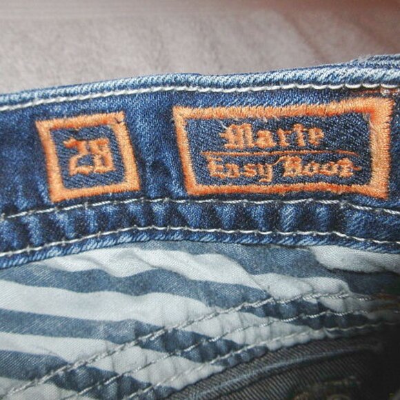 Rock Revival Marie Bootcut Jeans 28x33 Bling Low Rise Flap Pocket Fleur di Lis - Picture 7 of 12